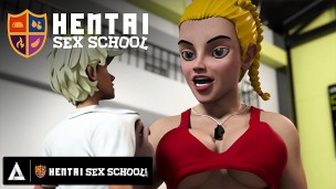 Hentai Teacher Orgasms From Student’s Cunnilingus!