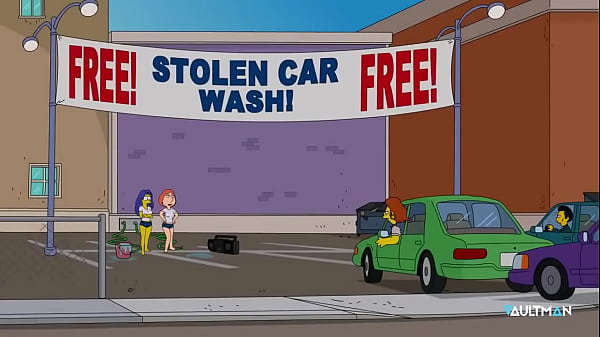 Lois and Marge washes cars
