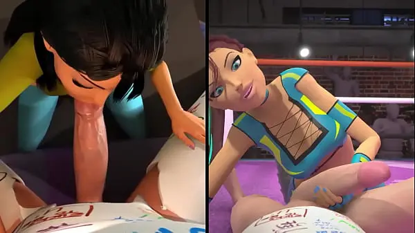 3DGSPOT – Hot Girls Deepthroat A Big Cock In SPLIT-SCREEN COMP! 3D CARTOON PORN!