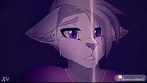 Furry jacking off while the couple pound