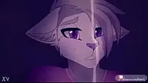 Furry jacking off while the couple pound