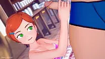Gwen tennyson quiere tocar una polla vistiendo su bañador pero terminan follando en la cama (versión adulta)