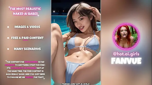 Hot AI-Generated Asian Babes – Photo Collection | Night Pool