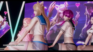 mmd hello venus wiggle wiggle hot kpop striptease ahri akali kaisa evelynn seraphine kda league of legends