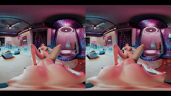 VReal 18K Scissoring with glowing dildo and VR headset – Cyberpunk 2077 lesbian tribadism parody on tantra chair – featuring Judy Alvarez, Panam Palmer