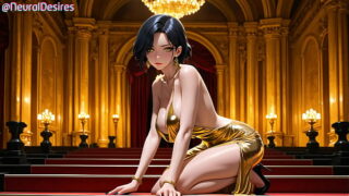 Big Tit Babe in Gold Dress Fucked Hard ~ AI Generated