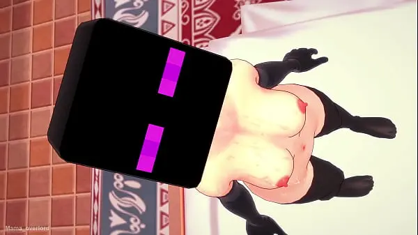 novia vestida de enderman solo viste su toalla y quiere follar