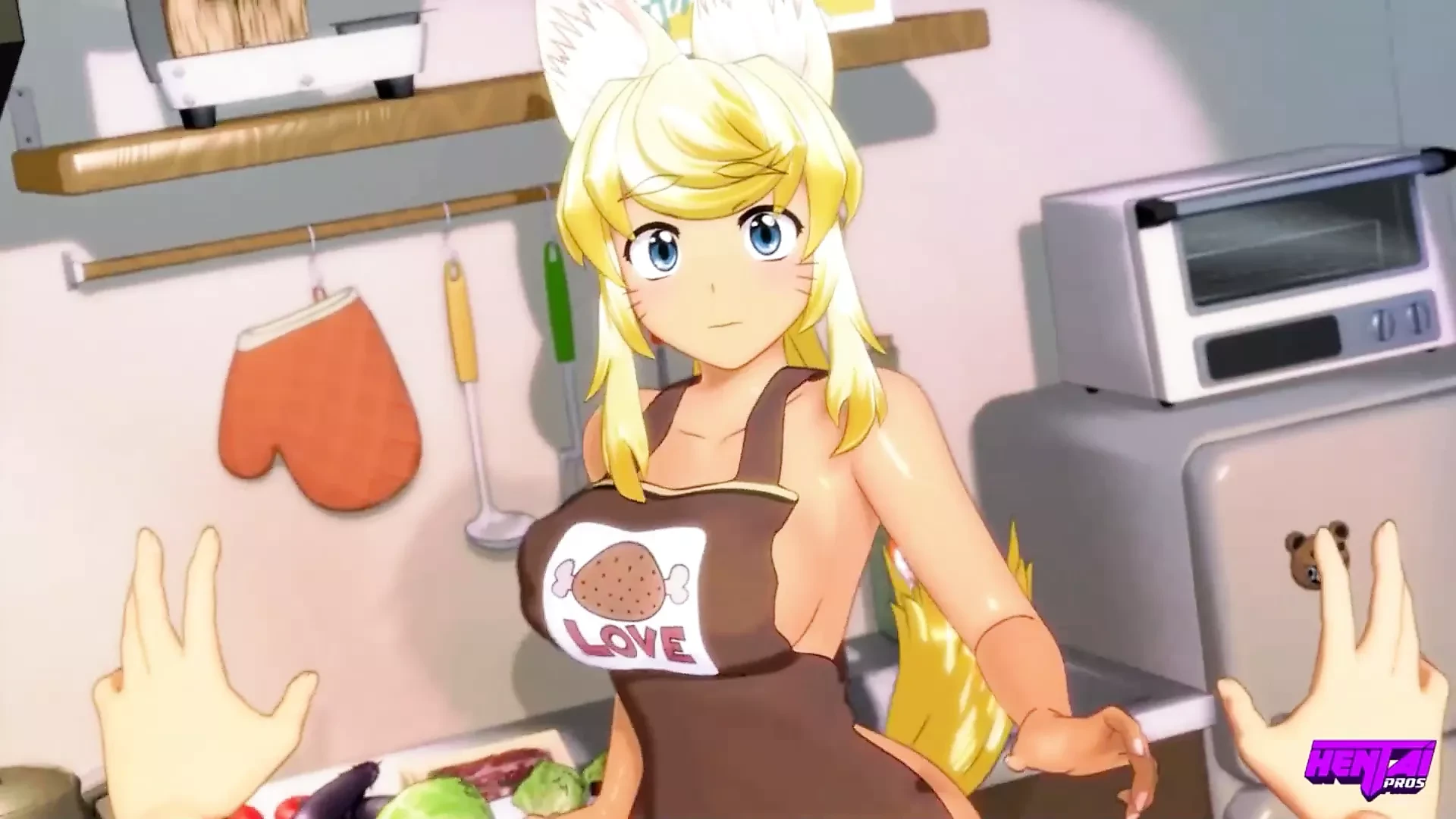 Wolf Girl Wags Her Tail Happily For The Food You Bring Her And Thanks You With Her Big Tits – Hentai Pros