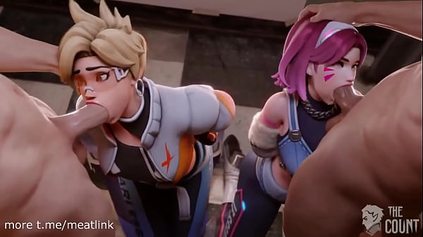 Taking turns in face fucking D.va and Tracer