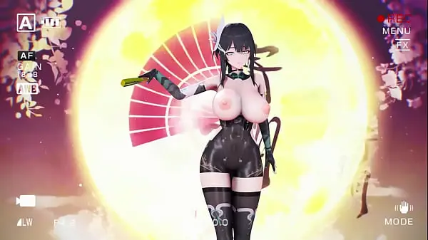 Aether Gazer Ying Zhao Hentai Undress Dance Big Boobs Bouncing MMD 3D Yellow Hand Fan (CLIP)
