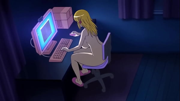 Hentai blonde masturbates on webcam