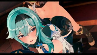 Genshin Impact Eula Hentai Blow Job and Doggy Style Sex Big Boobs MMD 3D Blue Hair (CLIP)