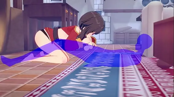 KonoSuba Hentai – Megumin blowjob and cum in her mouth – Japanese Asian Manga anime game porn