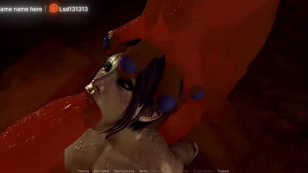 Slime fucks her mouth and pussy and then cums. 3D animation hentai game hentai