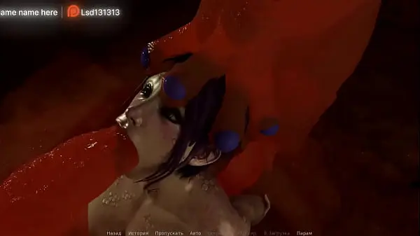 Slime fucks her mouth and pussy and then cums. 3D animation hentai game hentai