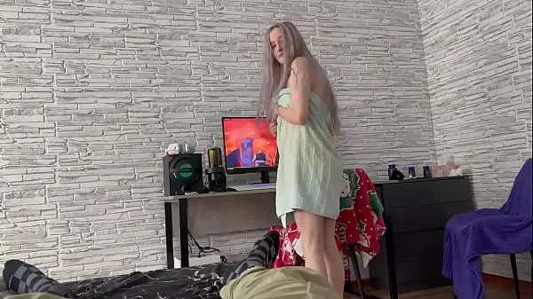 Sex after a shower with a young wife. Pussy or cartoon?