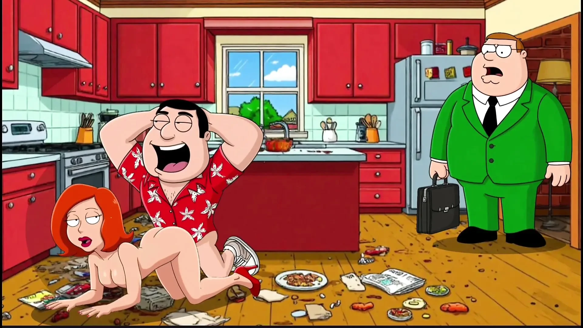 Cuckold’s Sexual Fantasies. Cartoon. Parody