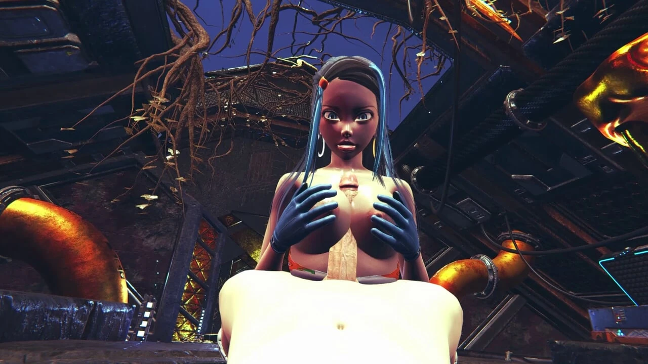 3D Hentai Animation – Busty Girl in Sexy Bodysuit and Blue Latex Gloves Delivers Fetish Handjob Service Cumshot