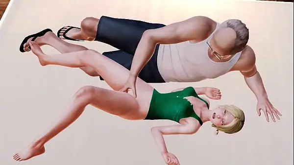 An old man and a sweet girl in anime Hentai porn