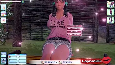 Hot anime cute lady 3d big boobs- Touch full body part and pressing her sweat boobs